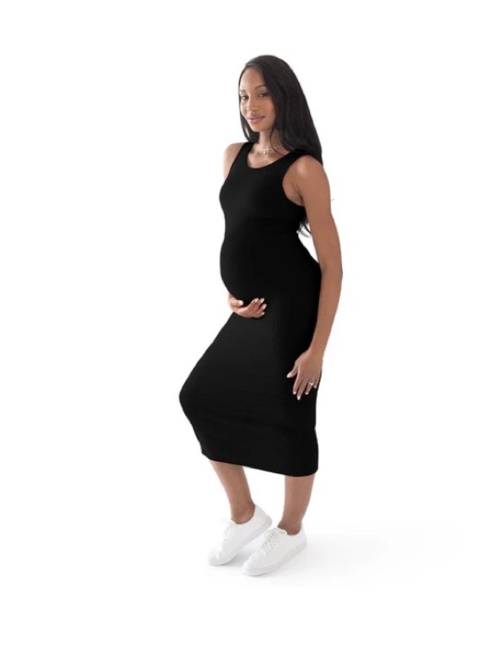 Kindred Bravely Black Sleeveless Maternity Midi Dress